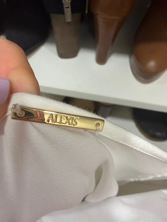 Alexis White Long Sleeve Scoop Neck Smocked Waist Dress - Picture 2 of 3